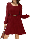 Christmas Dresses for Women Long Sleeve Flowy Winter Dress 2024 Red M