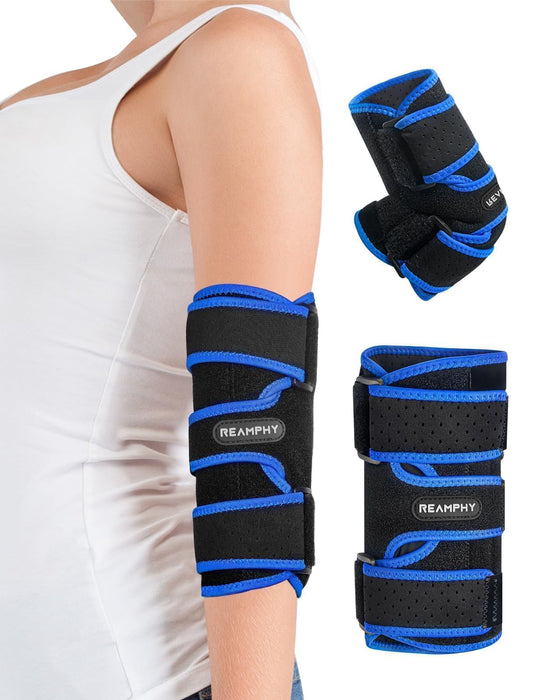 Reamphy Elbow Brace,Comfortable Night Elbow Sleep Support,Elbow Splint, Adjustable Stabilizer Splints, Cubital Tunnel Syndrome,Tendonitis,Ulnar Nerve,Tennis,Fits for Men and Women(Fits Most)