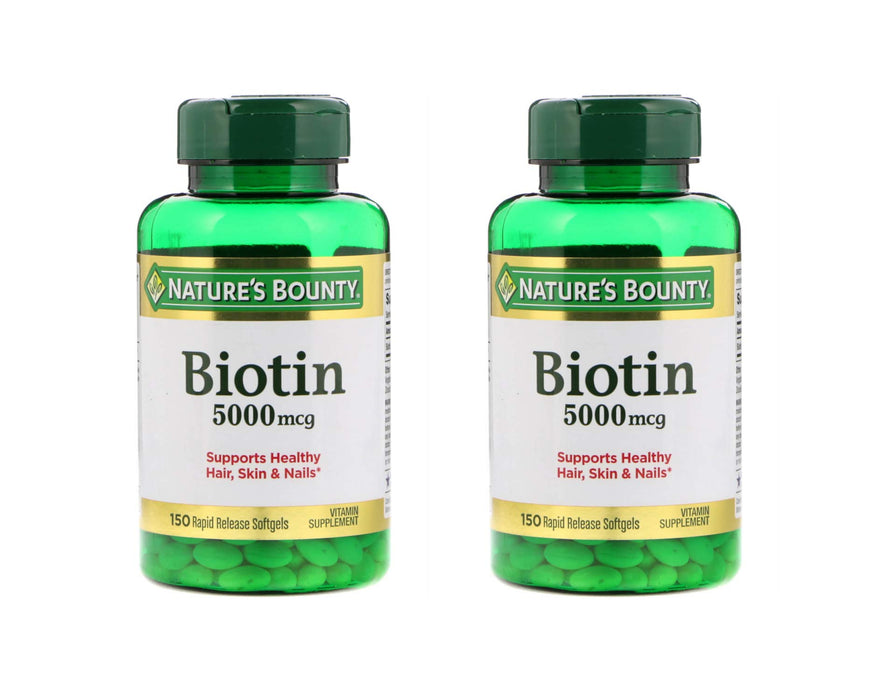 Set of 2 Nature's Bounty® Biotin 5000 mcg, 150 Softgels