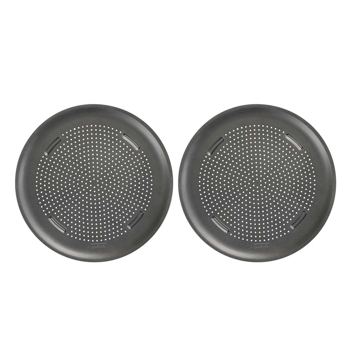 GoodCook AirPerfect Nonstick 16” Pizza Pan - Set of 2 - Pizza Trays for Oven, Perforated Round Pizza Pan, Carbon Steel Baking Pan, Homemade, Frozen & Leftover Slices