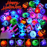 Coluans Halloween Treats 25Pcs Halloween LED Ring Light Up Rings Halloween Toys Glow in The Dark Halloween Party Favors for Kid LED Flash Rings Non Candy Gift Bag Fillers NEW VERSION