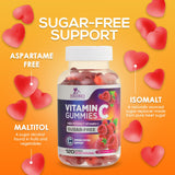 Sugar Free Vitamin C Gummies - Immune Support & Antioxidant Vitamin Dietary Supplement - Vegan, Non-GMO, Dairy & Gluten Free C Vitamin Gummy - Raspberry Flavor for Kids & Adults - 120 Count Gummies