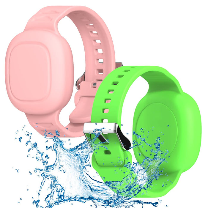 [2 Pack] Kid Bracelet for Tile Mate Waterproof Hidden, Kids Wristband Tile Mate Holder Case Cover Compatible with Tile Mate (2022), Soft Silicone Tile Mate Case for Kids/Teens/Elderly (Pink+Green)