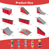 Finger Skateboard Park Kits (9 in 1),Finger Skateboard Ramp Set with 5 Fingerboards, Finger Scooter,Finger Bike,Finger Skateshoes and Finger Pants,Skateboard Toys Christmas Birthday Gift for Kids