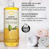 Carolina Lemon Castile Soap Liquid – Skin-Softening Olive Oil Soap Organic Body Wash – Pure Castile Soap Lemon Liquid Soap – Vegan Castille Soap Liquid (Lemon, 32 ounces)