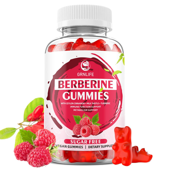 Berberine Gummies with Ceylon Cinnamon 1500mg High Potency Berberine HCL Supplement for Immune and Metabolism Support, Sugar Free Organic Berberine Gummies Raspberry Flavor - 60 Count