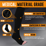 Doc Miller Open Toe Compression Socks Women and Men, 20-30 mmHg Toeless Compression Socks Women, Recovery Support Circulation Shin Splints Varicose Veins (Black, X-Large Tall)