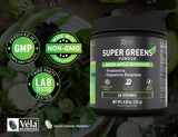 Super Greens Powder | Superfood to Support Digestive Enzymes and Bloating with 2 Billion Probiotics | Support Energy Levels & Gut Health | 60 Servings | GMP Certified, Non-GMO | Green Apple Refresher