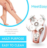 MEETEASY Electric Leg Shaver for Women - Rechargeable Painless Lady Razor for Leg Face Lips Body Underarms Armpit - Female Cordless Bikini Trimmer