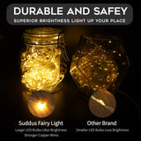 suddus 66ft 200 LED Outdoor String Lights, Warm White Fairy Lights Battery Operated with Remote, Led Twinkle Lights for Bedroom, Dorm, Patio, Tapestry, Backyard, Garden, Christmas, Party, Indoor