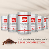 illy Whole Bean Coffee - Perfectly Roasted Whole Coffee Beans – Classico Medium Roast - with Notes of Caramel, Orange Blossom & Jasmine - 100% Arabica Coffee - No Preservatives – 8.8 Ounce, 6 Pack (packaging may vary)