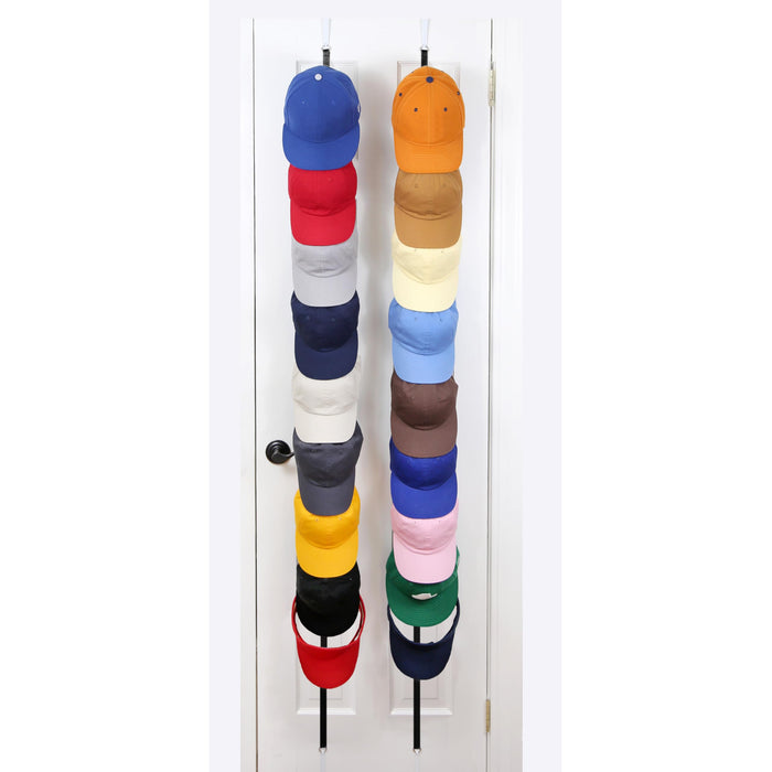 Perfect Curve Hat Organizer CapRack | Over-The-Door Hat Rack and Organizer | Baseball Cap Rack | Hat Rack for Door | Cap Organizer | 2 Straps | Holds up to 36 Adjustable Caps |Black