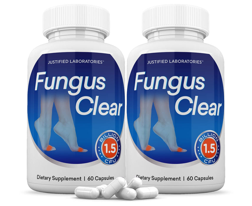 Justified Laboratories (2 Pack) Fungus Clear 1.5 Billion CFU Probiotic Pills 120 Capsules