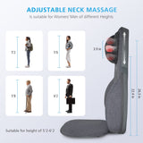 COMFIER Neck Back Massager with Heat, Height Adjustable Chair Massager Seat Cushion for Neck Shoulders, Shiatsu Massage Chair Pad for Back Support,Full Body Pain Relief,Gifts for Mom,Dad,Gray