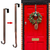 ZMCINER Wreath Hanger for Front Door, Adjustable Wreath Hanger from 15 to 25 Inches Wreath Hanger, 20 lbs Larger Door Upgrade Wreath Hanger Christmas Fall Wreaths Decorations Hook (Bronze)