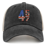 Trump 2024 45 47 Vintage American Flag Retro 4547 Trump 2024 Hats Happy dad hat AllBlack Mens Baseball Cap Gifts