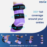 REVIX Ankle Ice Pack Wrap for Injuries Reusable Gel Foot Cold Pack for Achilles Tendonitis, Plantar Fasciitis and Sprained Ankles or Feet Pain Relief, Purple