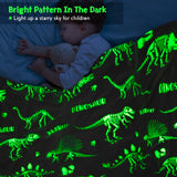 Dinosaur Gifts Toys for Kids Boys - Glow in The Dark Dino Blanket Toddler Teen Girls Birthday Christmas Valentines Presents for Age 2 3 4 5 6 7 8 9 10 Years Old Children Adults Throw Gray 50"x60"