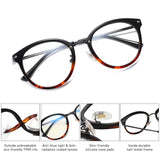 SOJOS Retro Round TR90 Blue Light Reading Glasses Womens Mens Readers Computer Glasses Eyewear Frame SJ9001, Black & Tortoise Frame 1.00 x