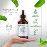 HBNO Organic Peppermint Essential Oil (Mentha Piperita)- Huge 4 oz (120ml) Value Size - USDA Certified Organic Peppermint Essential Oil for Aromatherapy, Soap Making, DIY, Diffuser.