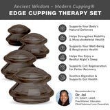 LURE Essentials Edge Cupping Therapy Set - Cupping Kit for Massage Therapy - Silicone Cupping Set - Massage Cups for Cupping Therapy (Set of 4, Onyx)