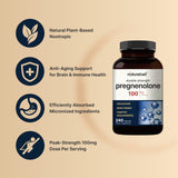 Pregnenolone 100mg, 240 Capsules | 99% Purity, Micronized Grade for Higher Absorption, Plant Based – Natural Precursor, Brain, & Immune Health Supplement – Non-GMO, Soy Free