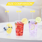 FUFF 100 Pack 9 oz Clear Disposable Plastic Cups, Clear Plastic Cups Tumblers Cocktail Party Glasses, Elegant Decoration Cups, Disposable Cups for Holiday, Wedding, Party