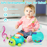 Bilingual Musical Turtle Baby Toys 6 to 12 Months, Development Toy for 6 7 8 9 Month Old Boy Girl, 8-in-1 Educational Crawling Infant Toy w/Light Music, Christmas Easter Gift for 3 4 5 6-12 18 Month