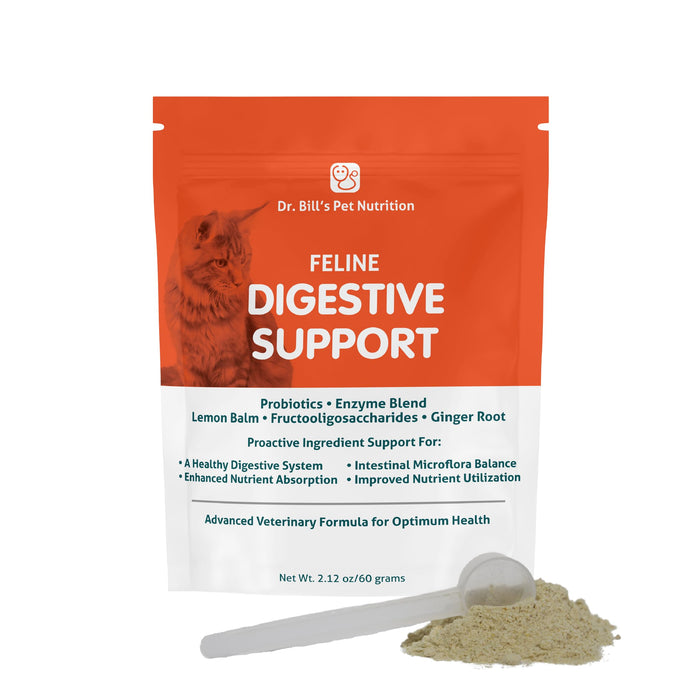 Dr. Bill’s Feline Digestive Support Cat Probiotics Pet Supplements | Probiotics for Cats with Ginger Root, Psyllium Husk, Lemon Balm, Bifidobacterium, and Fructooligosaccharides Feline Probiotics
