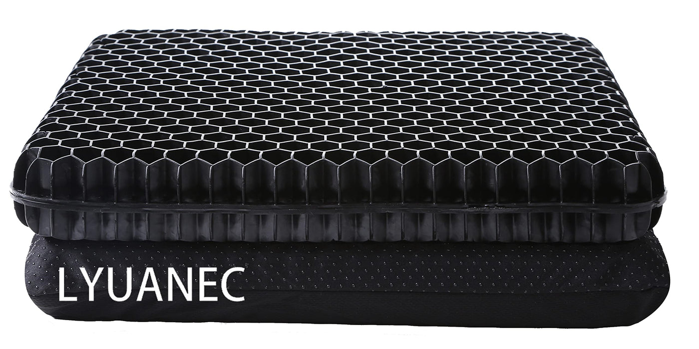 LYUANEC Gel Seat Cushion for Long Sitting, (2.4 Inch Extra Thick Cushion) Soft＆Breathable Gel Cushions for Pressure Relief, Wheelchair Seat Cushions, Gel Pad for Chair, Office Chair Cushion