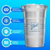 Ball Aluminum Cup Recyclable Party Cups, 20 oz. Cup, 30 Cups Per Pack