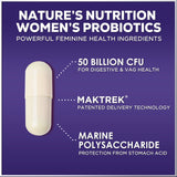 Probiotics for Women 4-in-1, 50 Billion CFU + Prebiotics, Vaginal Women's Probiotic for Digestive, pH, Urinary & Immune Health Support, No Gluten, Shelf Stable Probiotic Supplement - 120 Capsules