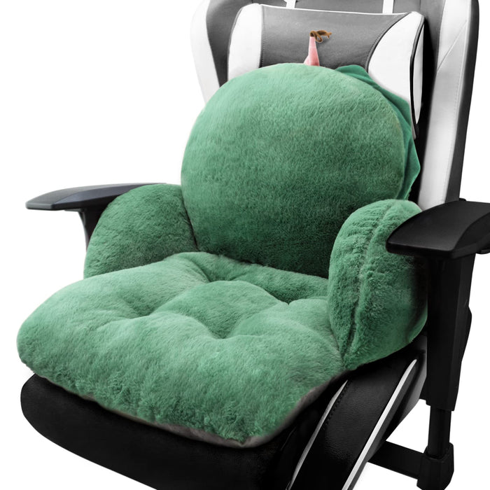 QYA Cute Chair Cushion, Soft Seat Cushions for Office Desk, Kawaii Chair Pillow for Gaming, Comfy Floor Seating for Adults, Bedroom Playroom Dining Living Room Decor, 17"x16.5", Green