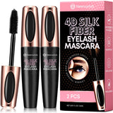 Neenoxtub 4D Silk Fiber Lash Mascara, Lengthening and Thick, Long Lasting, Waterproof & Smudge-Proof, Hypoallergenic Formula 2 Pack Black