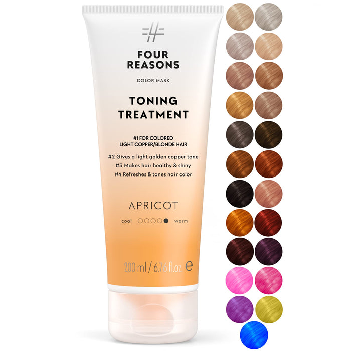FOUR REASONS Color Mask - Apricot - (19 Colors) Toning Treatment, Color Depositing Conditioner, Tone & Enhance Color-Treated Hair - Semi Permanent Hair Dye, Vegan and Cruelty-Free, 6.76 fl oz