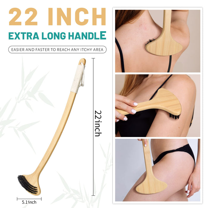 NURENDER Wooden Back Scratcher, Oversized Body Scratcher with 22” Curved Long Handle and 2 in 1 Wide Scratching/Massaging Head, for Itch Relief, Body Brush backscratchers for Adults Men Women