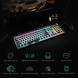 AULA F2088 Typewriter Style Mechanical Gaming Keyboard Blue Switches,Rainbow LED Backlit,Removable Wrist Rest,Media Control Knob,Retro Punk Round Keycaps,USB Wired Computer Keyboard