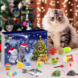 MOVINPE Cat Toys Advent Calendar 2023 Christmas, 24Pcs Interactive Kitten Toys Cat Collars Assortments Cat Feather Teaser, Catnip Fish, Mice, Balls and Bells Countdown Days to Christmas