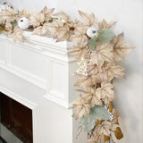 Fall Decor - Fall Garland - 6Ft Autumn Maples Leaf Pumpkin Berry Garland - Thanksgiving Halloween Mantle Fireplace Farmhouse Harvest Decorations for Home Outdoor Indoor Porch