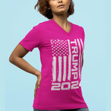 shop4ever Trump Flag 2024 Women's V-Neck T-Shirt Medium Pink