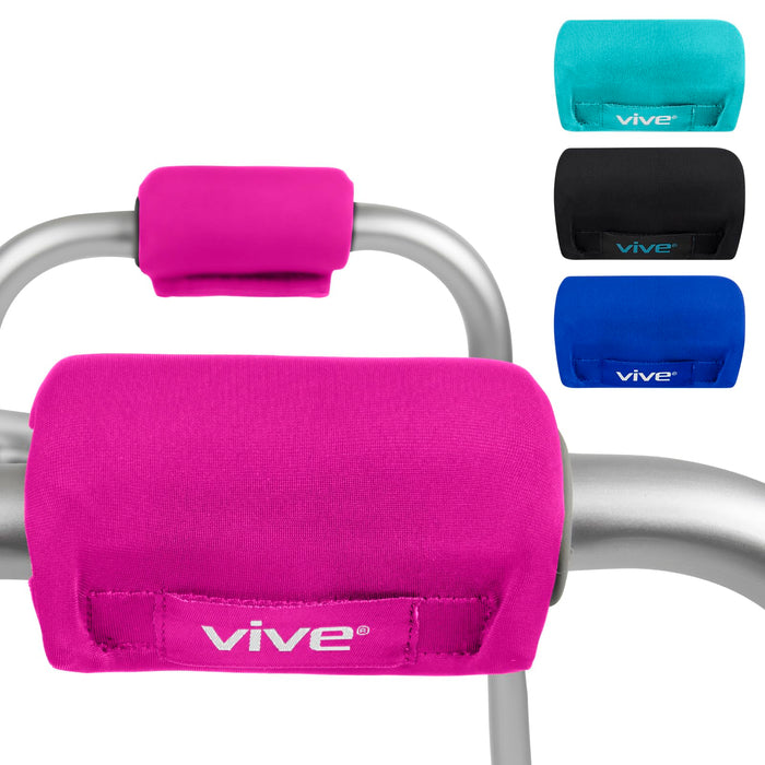 Vive Walker Handle Cushions - Padded Hand Covers - Soft Padding Medical Accessories for Folding Rolling Wheelchair, Rollator Handle, Senior, Elderly Grippers - Foam Crutch Pads Grips - Mobility Aid (Pink)