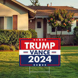 Trump Vance 2024 Yard Sign Rally Handheld with H-Stakes,Double Sided 18x12 Inch Trump Vance Signs,Patriotic Design President Trump Vance Lawn Sign Outdoor