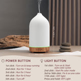Gooamp 200ML Ceramic Diffuser,Aromatherapy Diffuser,Essential Oil Diffuser with 7 Color Lights Auto Shut Off for Home Office Room,Wood (1/3/6/ON hrs Working time)
