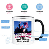 YHRJWN Trump Survived Shot, Trump 2024, Fist Pump at Pennsylvania Rally Failed Assassination Attempt, Bloody Ear Bullett-Proof, Trump Merchandise, Make American Great Again Mug, 11 Oz