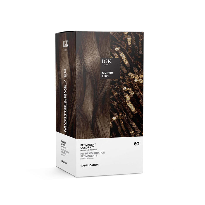 IGK Permanent Color Kit MYSTIC LOVE - Golden Light Brown 6G | Easy Application + Strengthen + Shine | Vegan + Cruelty Free + Ammonia Free | 4.75 Oz