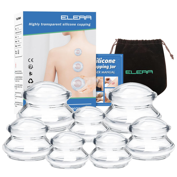 ELERA Silicone Cupping Therapy Set, Professionally Chinese Massage Cups for Cupping Therapy and Cellulite Reduction (7 Cups)