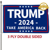 Probsin Trump 2024 Flag 3x5 Ft Decorations Outdoor Double Sided 3 Ply Blue Take America Back Flag Heavy Duty Banner Party Supplies Yard Signs Home Decor Hanging Poster with 2 Brass Grommets