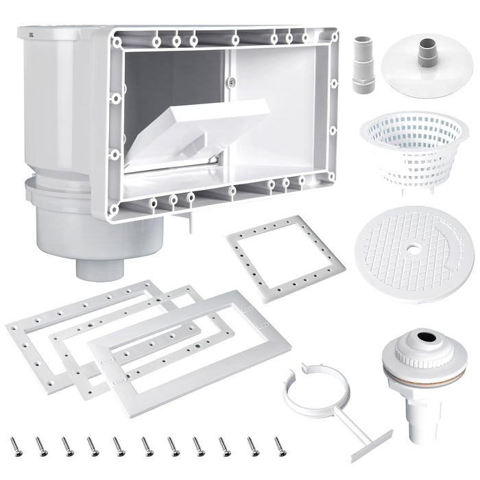 TonGass Complete-Set SP1091WM Thru-Wall Skimmer Kit Compatible with Hayward Above-Ground Pool Skimmers, Wide Mouth Through Wall Skimmer Set for SP1091WM Dyna-Skim Above-Ground Pool Skimmers