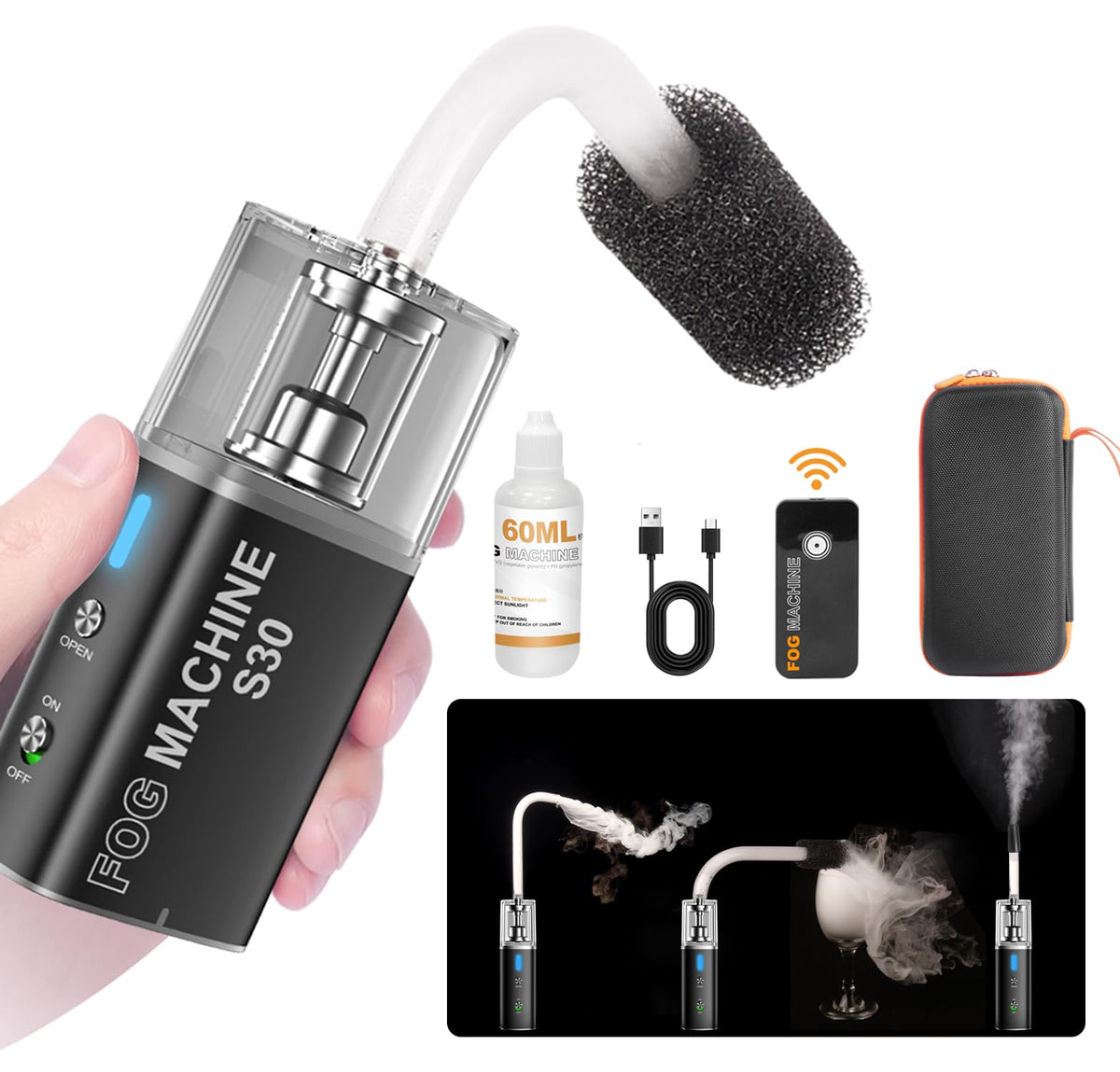 Mini Handheld Fog Machine, Remote Control Smoke Machine SMR-1025, Used Mini Handheld Fog Machine, Remote Control Smoke Machine SMR-1025, Used