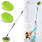 Wall Cleaner, Max 66'' Wall Mop with Long Handle, Ceiling Dust Mop with 15° Labor-Saving Elbow Extension Pole, Baseboard Duster Washer Scrubber, High Reach Window Cleaning Brush, Roof Cleaning Tool-GN